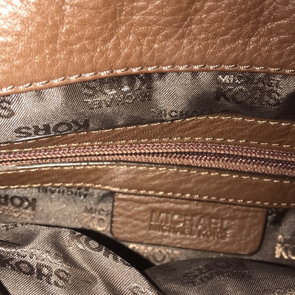 Michael Kors brown soft leather shoulder purse with canvas strap - Picture 6 of 16